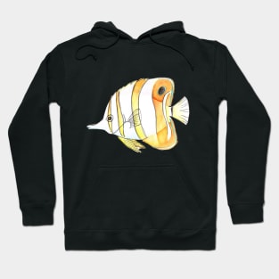 Cute Copperband Butterfly Fish in Watercolor Hoodie